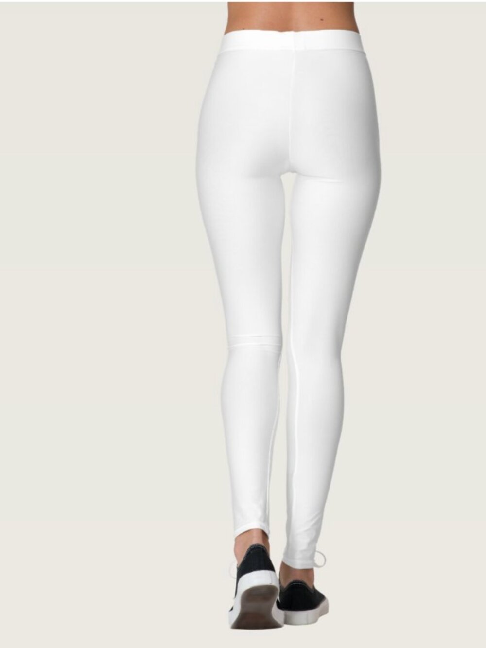Classic White Leggings with Black Side Stripe M New - Picture 4 of 6
